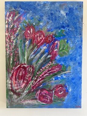 HANDMADE Original Abstract Modern Painting | 'brooklyn bouquet' by me on canvas